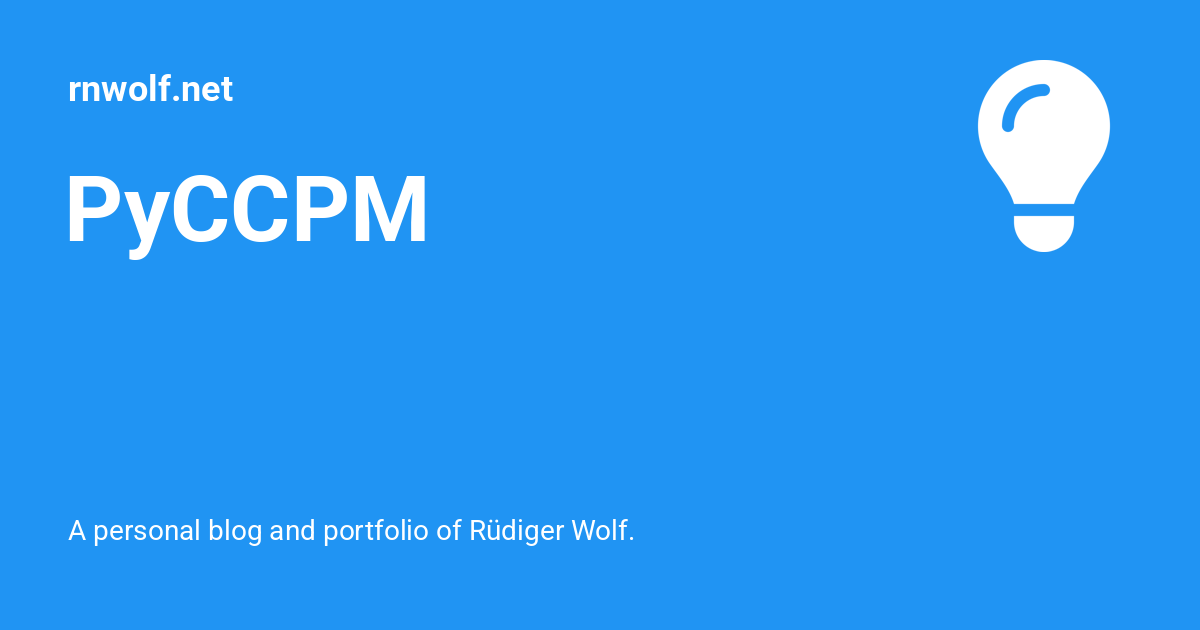 PyCCPM Rnwolf Pyccpm rnwolf
